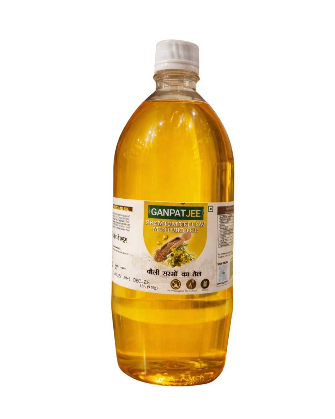 Ganpatjee Cold Pressed Yellow Mustard Oil 1L | Kachi Ghani Sarson Tel